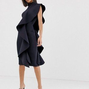 Lavish Alice asymmetric draped high neck frill